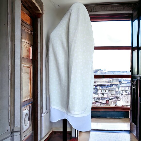 TYLER BOE ( L ) Light Green Dot Sweater W Attached White Ducktail Blouse - Picture 5 of 7